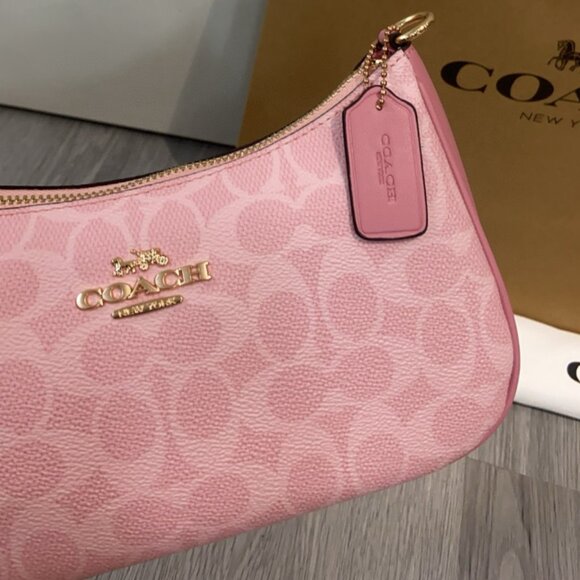 COACH Teri Shoulder Bag In Signature Canvas CV933 Dusty Pink - Picture 5 of 9